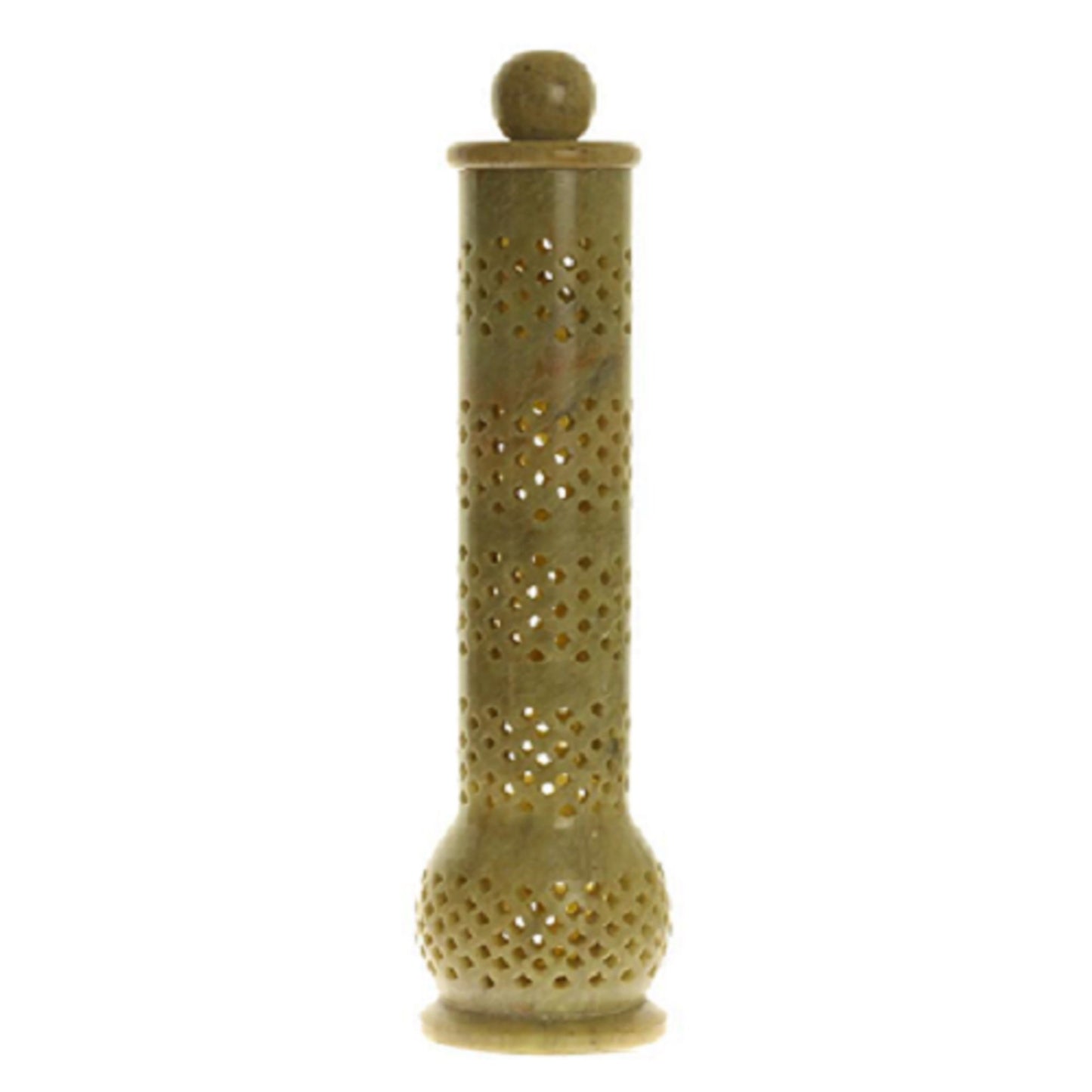 10 inch soapstone incense burner with genie tower design