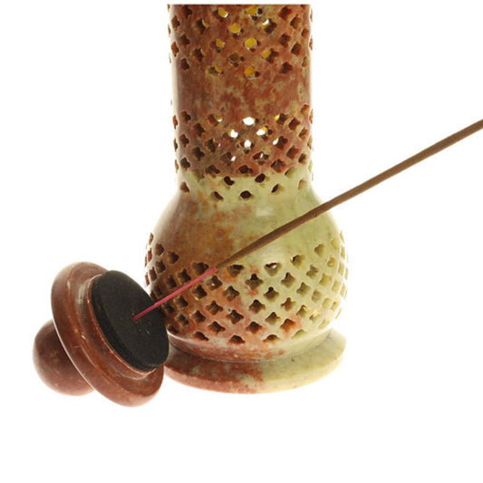 Carved cutwork incense holder for sticks and cones

