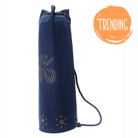 Indigo OM Mahashakti Yoga Mat Bag with symbolic embroidery