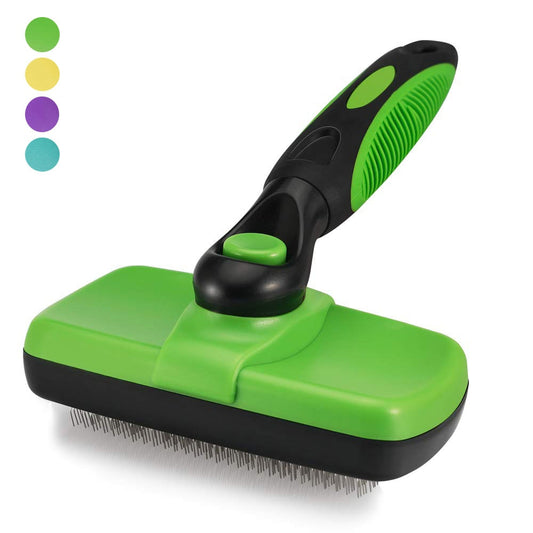 Self-cleaning dog brush for easy grooming